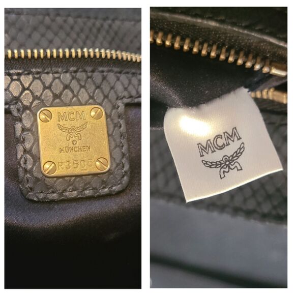 MCM Red & Black Embossed Snakeskin Leather w/ Gold Chain Shoulder Bag, VGUC - Picture 13 of 14